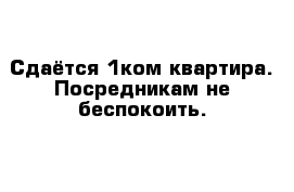 Сдаётся 1ком квартира. Посредникам не беспокоить.